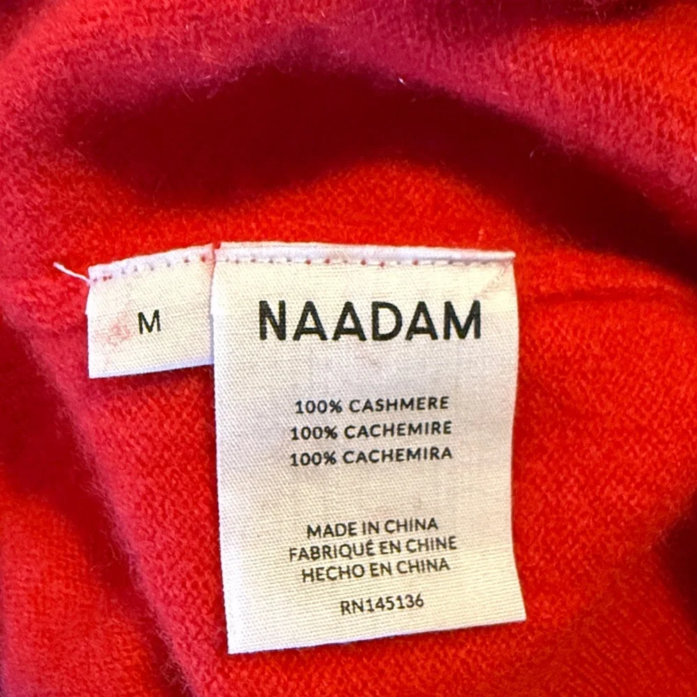 NAADAM Cashmere Sweater Sz M Red The Original Crewneck Ribbed Detail Minimalist - Picture 10 of 12